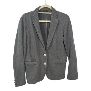 Uniqlo blazer jacket Large Gray Womens 100% Cotton knit Business casual
